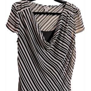 Stripe black & white XL sheer blouse whimsygoth